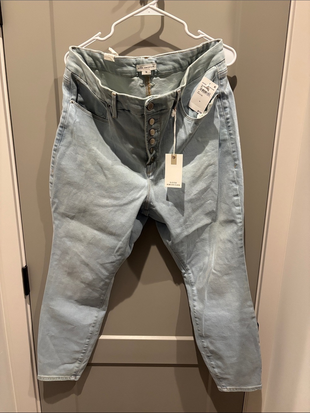 Good American Light Blue Button-Fly Jeans